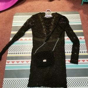 material girl black lace  xs - with black purse